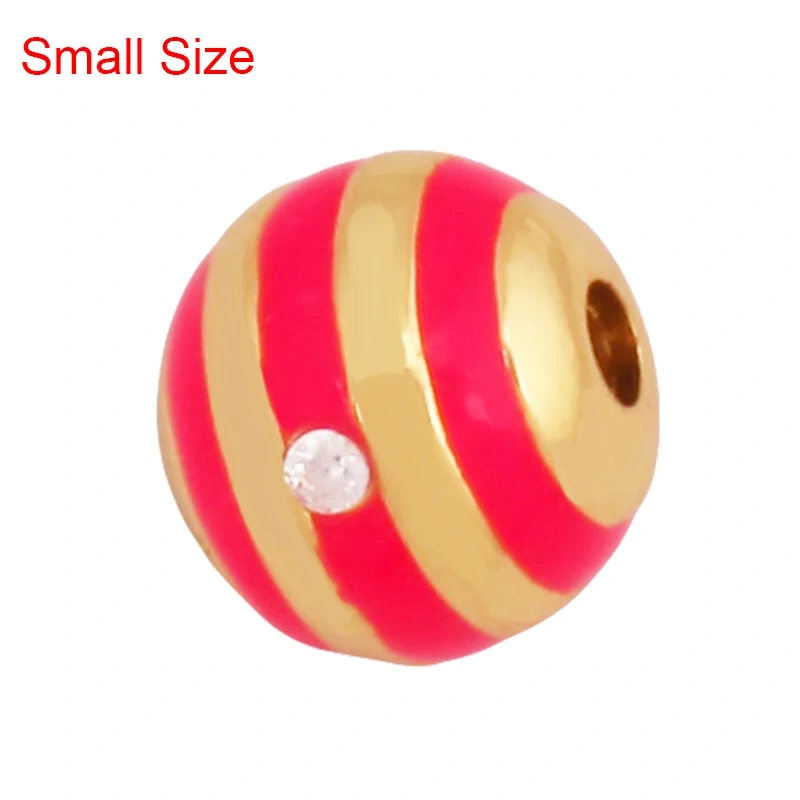 Trendy Colourful Enamel Stripe Spherical Geometry Bead,Real 18K Gold Plated DIY Bracelet Necklace Accessories Supplies K62