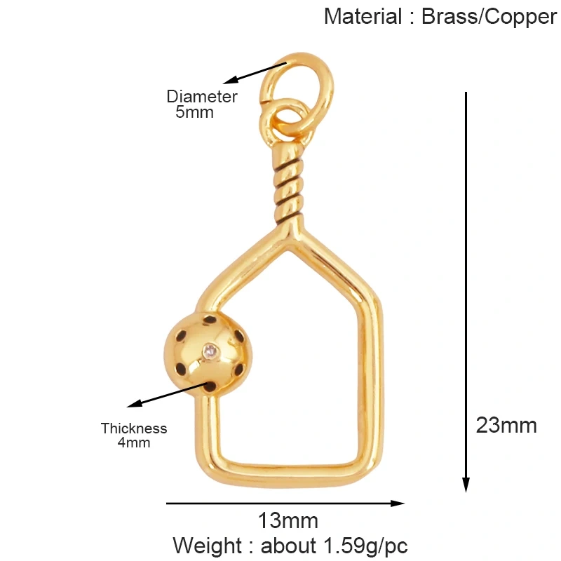 Trendy Sports Shirt Baseball Football Hockey Trophy Weightlifting Charm Pendant,18K Gold Plated DIY Necklace Jewelry Supply K75