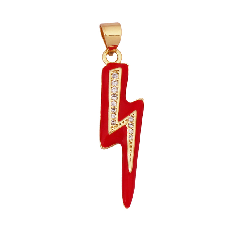 Flashing Bolt  Enamel Charm Neon Pink Orange Turquoise Red Pendant Oil Dropped,Gold Plated Colour,Necklace Bracelet Pendant M98