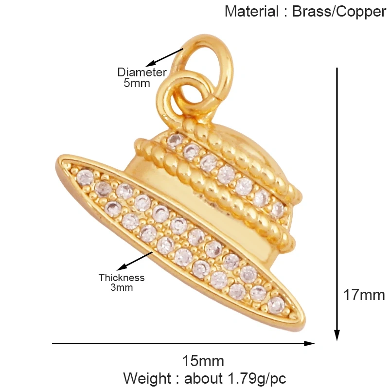 Fashion Cowboy Hat Boots Dance Shoes Bra Birdcage Sports Charm Pendant,Zircon Real 18K Gold Necklace Craft Jewelry Supplies K68