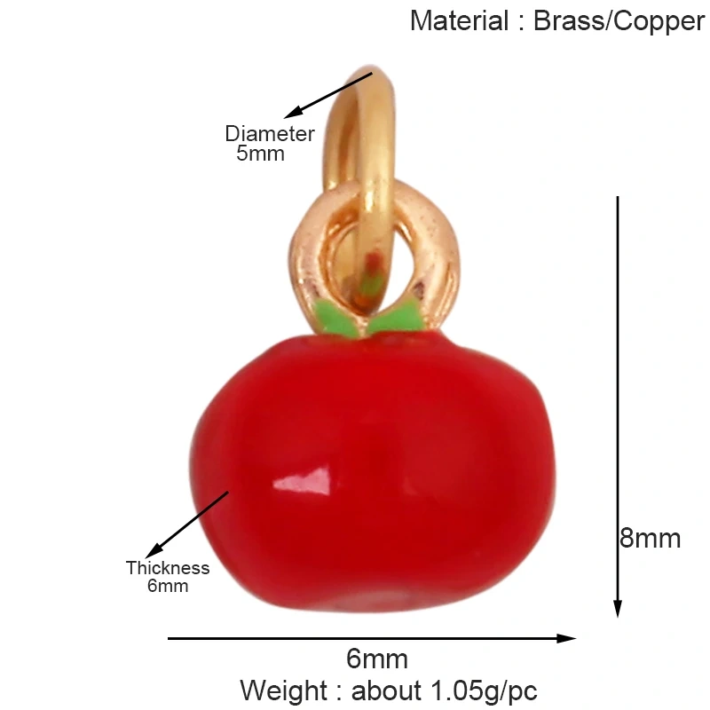 Fruit Apple Strawberry Cherry Lemon Banana Charm Pendant,Real 18K Gold Plated Jewelry Necklace Bracelet Making Supplies K52