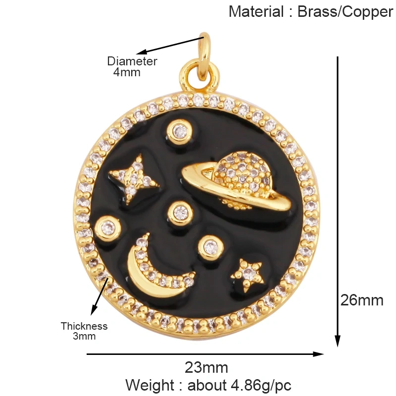Sun Moon Star Celestial Charm Pendant,Real 18K Gold Plated Cubic Zirconia Paved,Jewelry Necklace Bracelet Accessories Supply K49