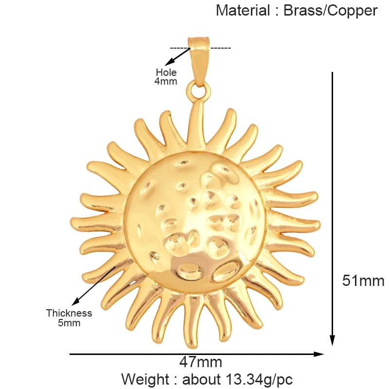 Sun Moon Star Celestial Charm Pendant,Real 18K Gold Plated Cubic Zirconia Paved,Jewelry Necklace Bracelet Accessories Supply K49