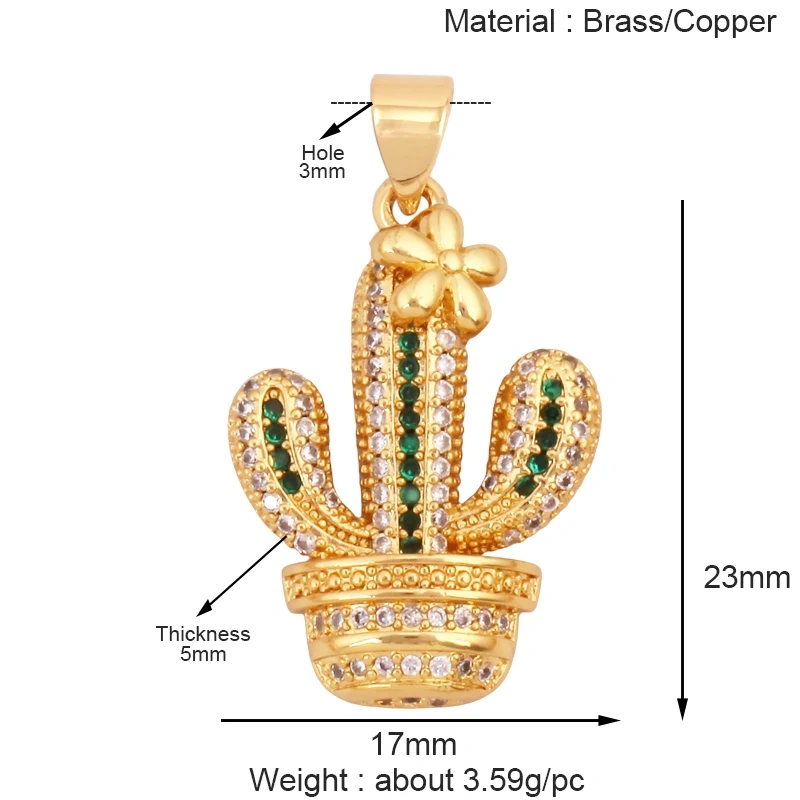 Sweet Rainbow Sun Rose Flower Four Leaf Clover Charm Pendant,Real 18k Gold Shell Zircon Jewelry Findings Necklace Supplies K41