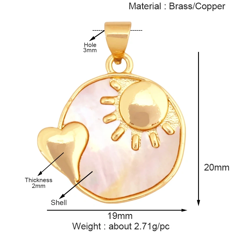 Sun Moon Star Celestial Charm Pendant,Real 18K Gold Plated Cubic Zirconia Paved,Jewelry Necklace Bracelet Accessories Supply K49