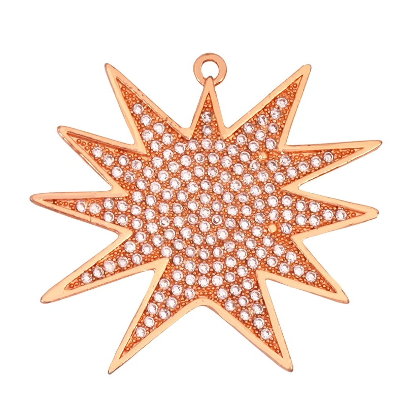 Sun Moon Star Celestial Charm Pendant,Real 18K Gold Plated Cubic Zirconia Paved,Jewelry Necklace Bracelet Accessories Supply K49
