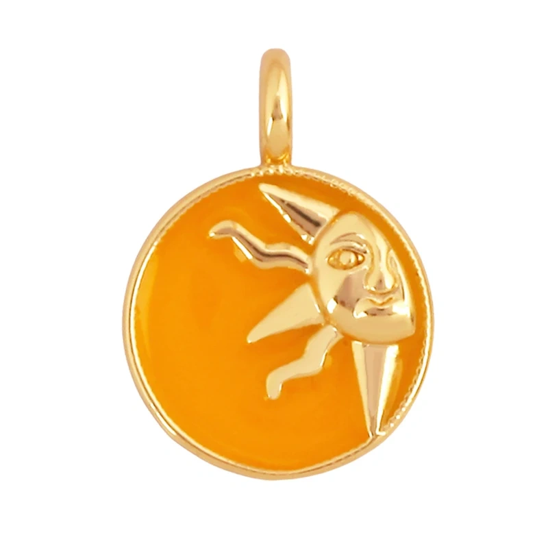 Sun Moon Star Celestial Charm Pendant,Real 18K Gold Plated Cubic Zirconia Paved,Jewelry Necklace Bracelet Accessories Supply K49