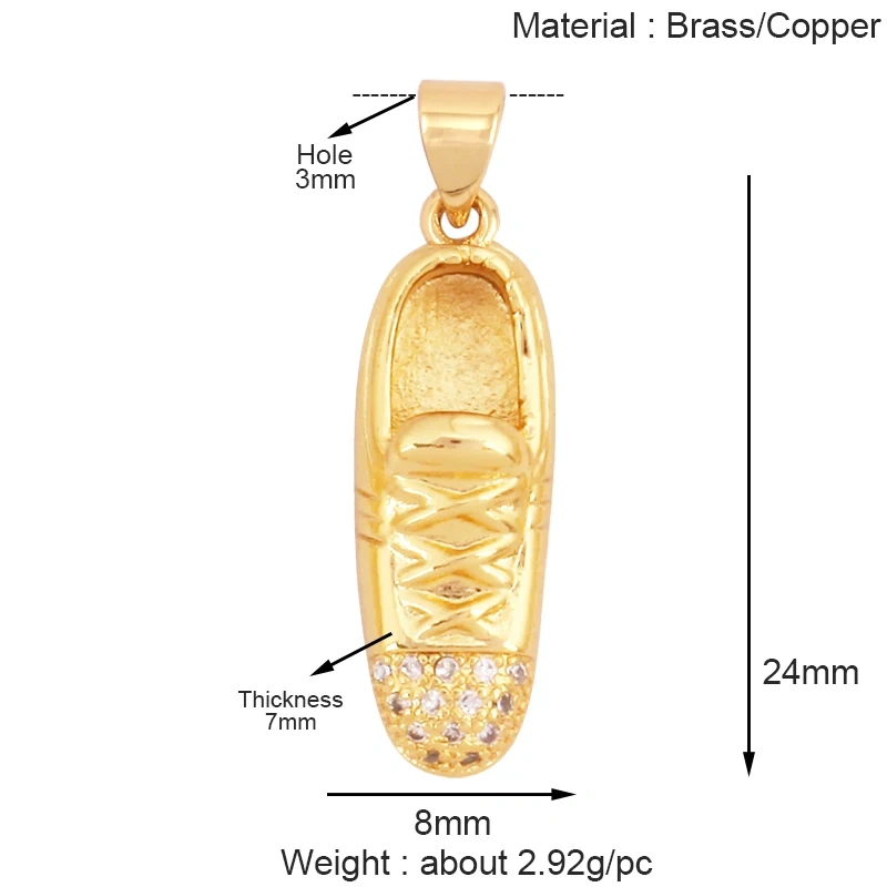 Fashion Cowboy Hat Boots Dance Shoes Bra Birdcage Sports Charm Pendant,Zircon Real 18K Gold Necklace Craft Jewelry Supplies K68