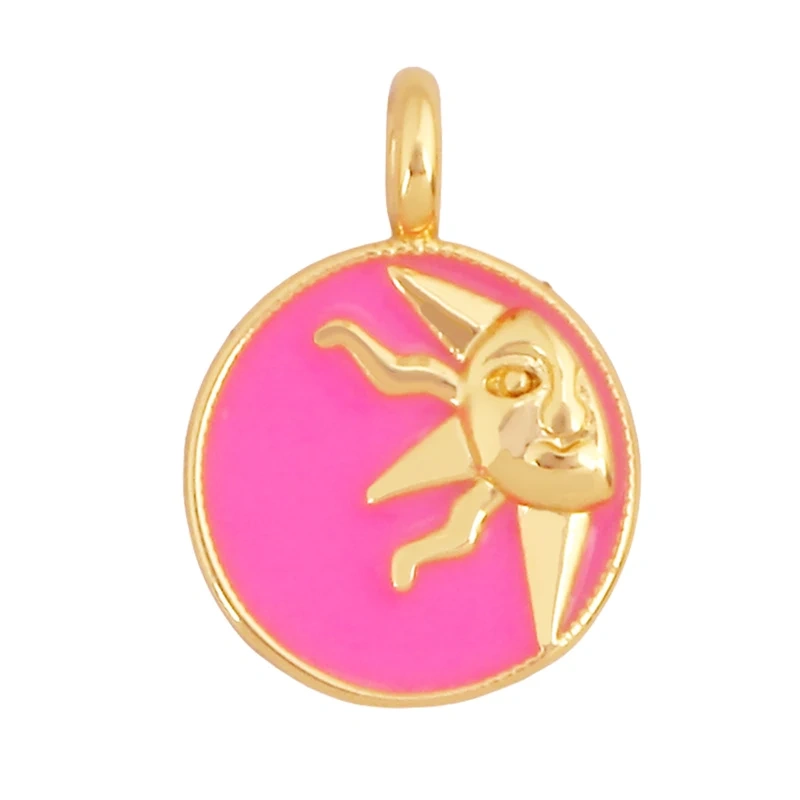 Sun Moon Star Celestial Charm Pendant,Real 18K Gold Plated Cubic Zirconia Paved,Jewelry Necklace Bracelet Accessories Supply K49