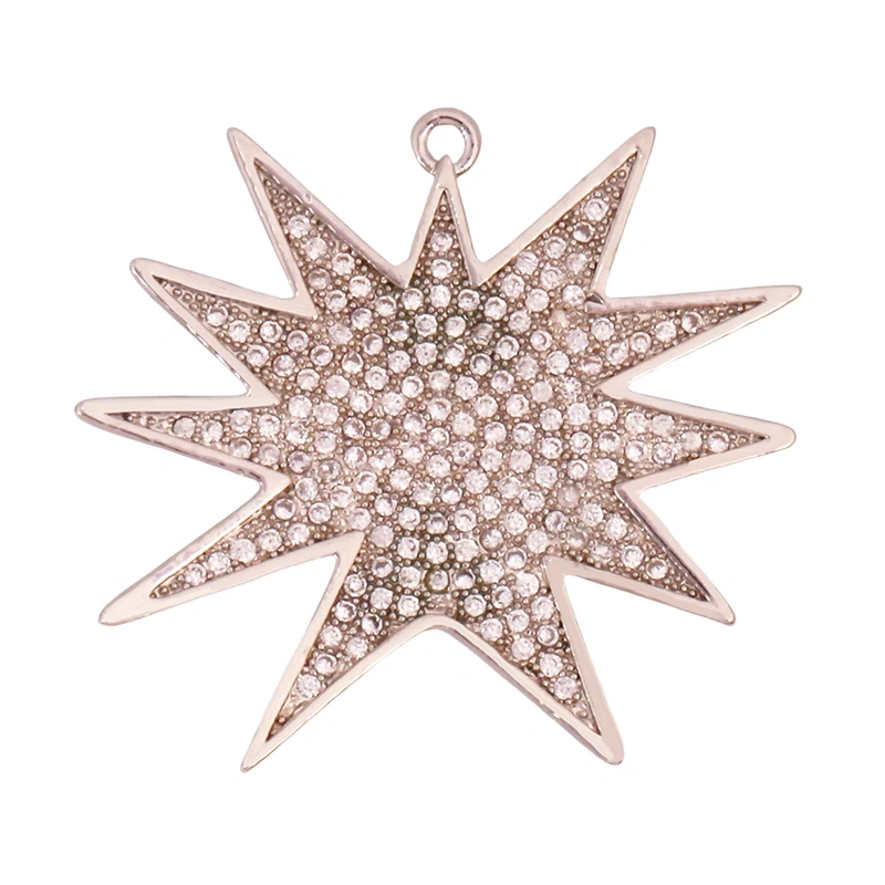 Sun Moon Star Celestial Charm Pendant,Real 18K Gold Plated Cubic Zirconia Paved,Jewelry Necklace Bracelet Accessories Supply K49