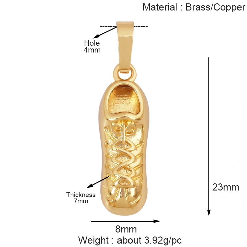 Fashion Cowboy Hat Boots Dance Shoes Bra Birdcage Sports Charm Pendant,Zircon Real 18K Gold Necklace Craft Jewelry Supplies K68