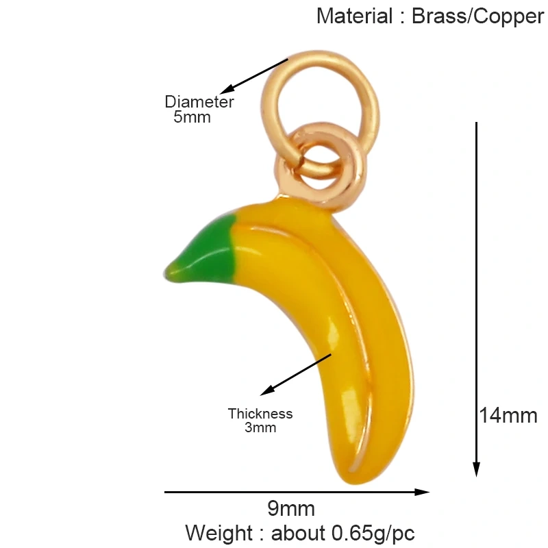 Fruit Apple Strawberry Cherry Lemon Banana Charm Pendant,Real 18K Gold Plated Jewelry Necklace Bracelet Making Supplies K52