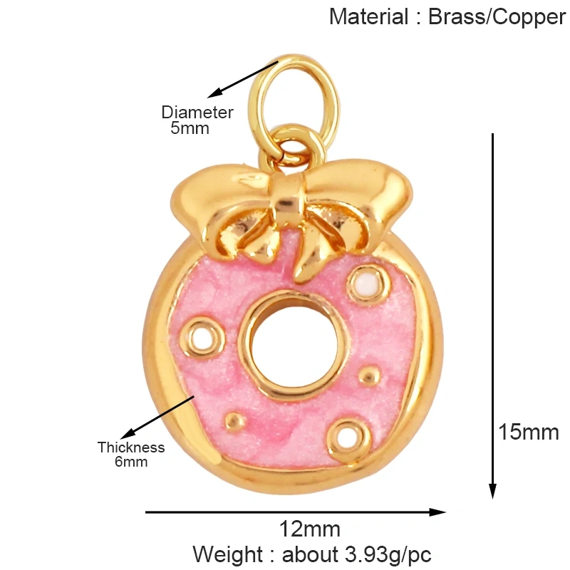 Sweet Cake Doughnut Candies Ice Cream Cone Charm Pendant,Real 18K Gold Plated Jewelry Necklace Bracelet Making Supplies K62
