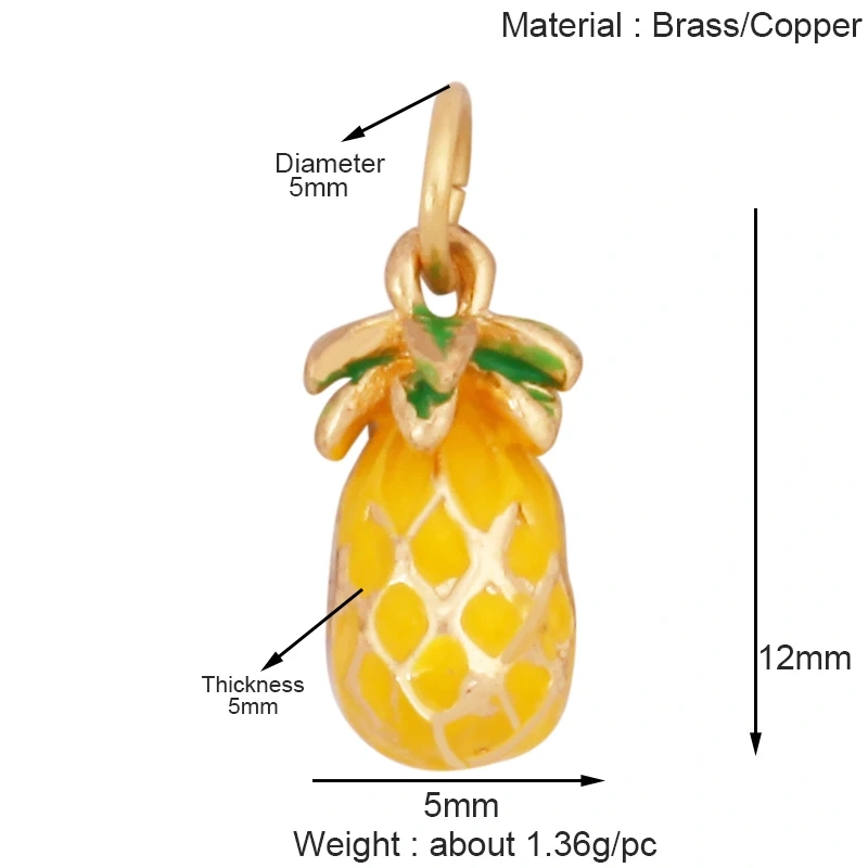 Fruit Apple Strawberry Cherry Lemon Banana Charm Pendant,Real 18K Gold Plated Jewelry Necklace Bracelet Making Supplies K52