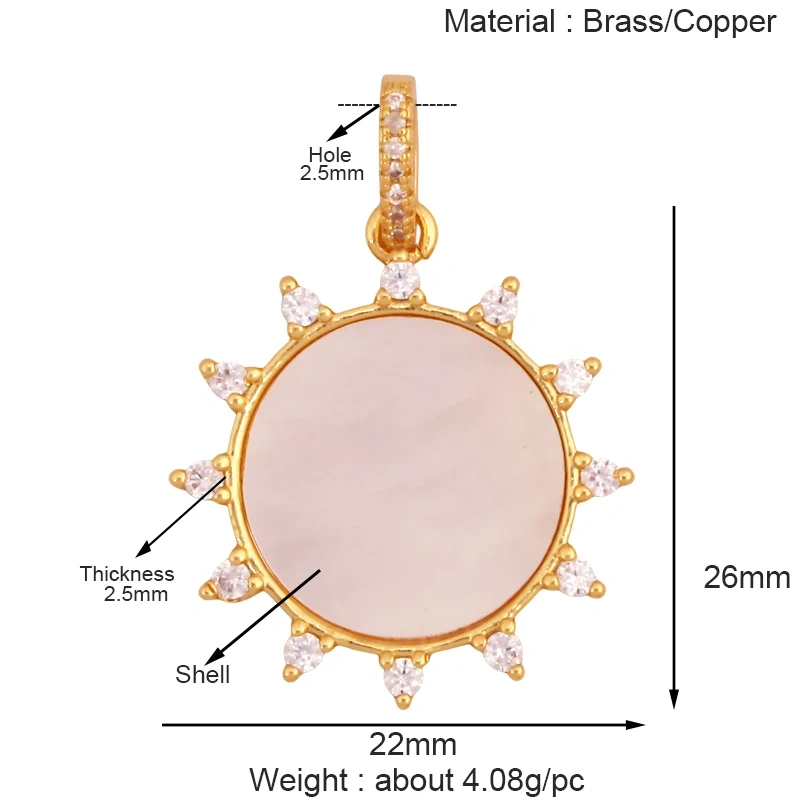 Sun Moon Star Celestial Charm Pendant,Real 18K Gold Plated Cubic Zirconia Paved,Jewelry Necklace Bracelet Accessories Supply K49