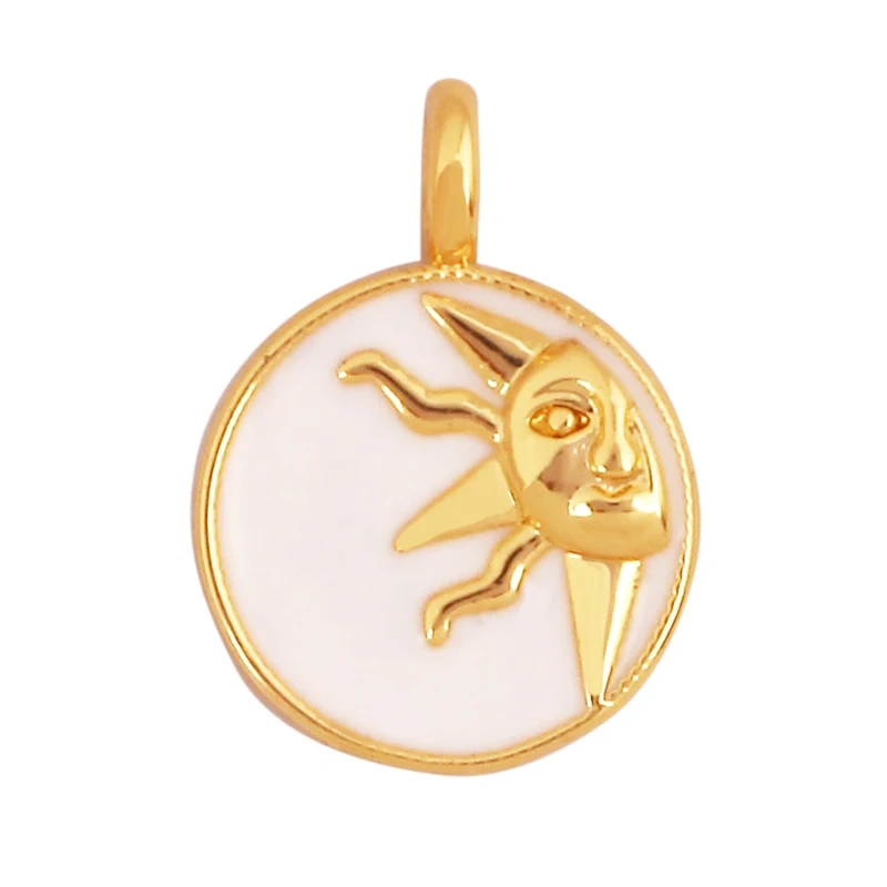 Sun Moon Star Celestial Charm Pendant,Real 18K Gold Plated Cubic Zirconia Paved,Jewelry Necklace Bracelet Accessories Supply K49