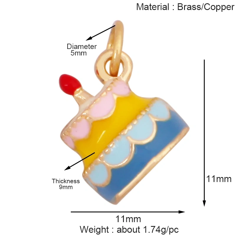 Sweet Cake Doughnut Candies Ice Cream Cone Charm Pendant,Real 18K Gold Plated Jewelry Necklace Bracelet Making Supplies K62