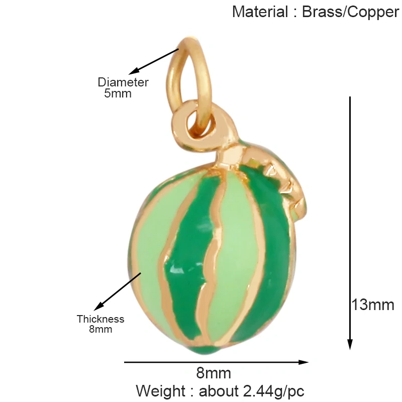 Fruit Apple Strawberry Cherry Lemon Banana Charm Pendant,Real 18K Gold Plated Jewelry Necklace Bracelet Making Supplies K52