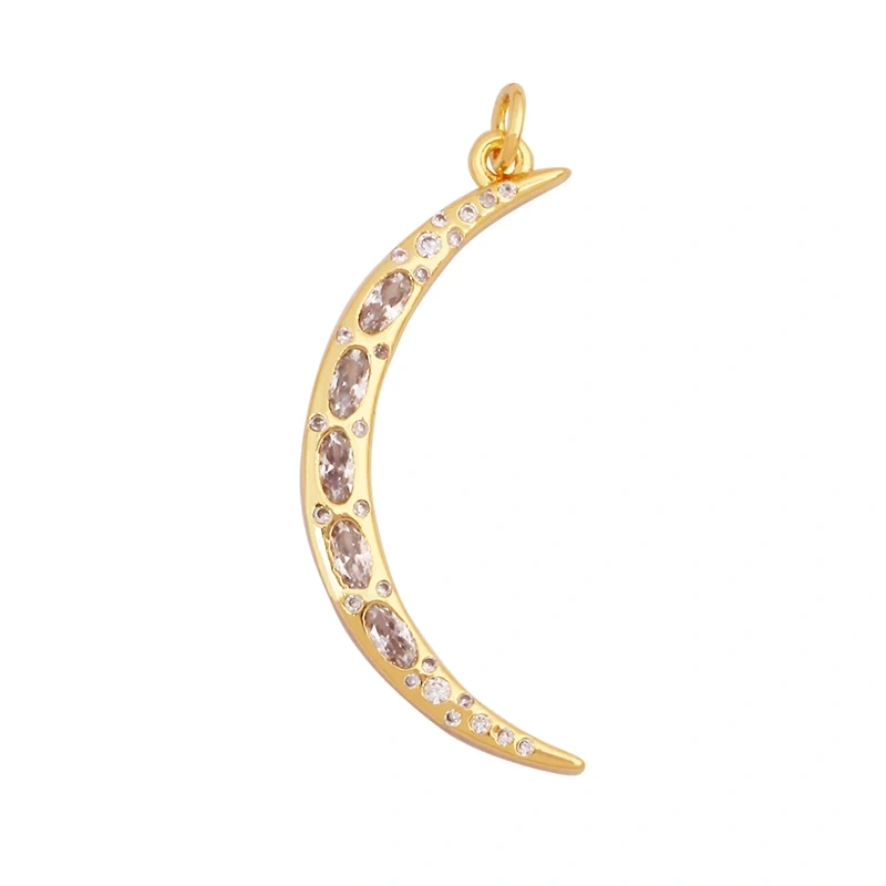 Sun Moon Star Celestial Charm Pendant,Real 18K Gold Plated Cubic Zirconia Paved,Jewelry Necklace Bracelet Accessories Supply K49