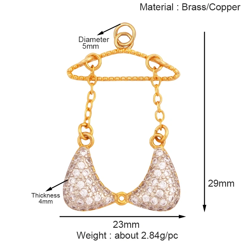 Fashion Cowboy Hat Boots Dance Shoes Bra Birdcage Sports Charm Pendant,Zircon Real 18K Gold Necklace Craft Jewelry Supplies K68
