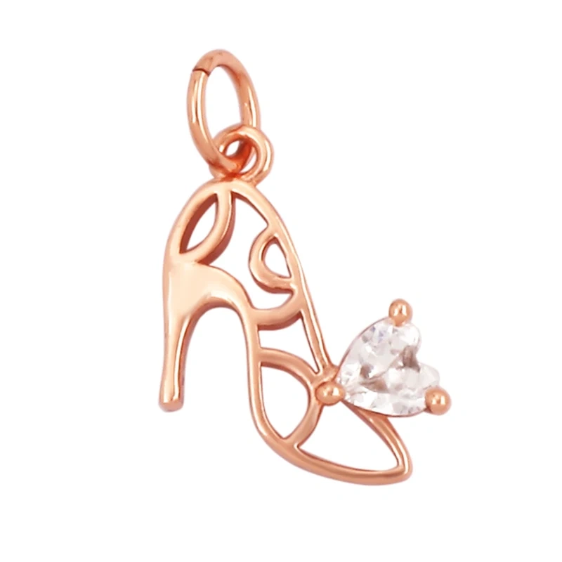 Fashion Cowboy Hat Boots Dance Shoes Bra Birdcage Sports Charm Pendant,Zircon Real 18K Gold Necklace Craft Jewelry Supplies K68