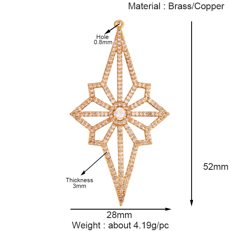 Sun Moon Star Celestial Charm Pendant,Real 18K Gold Plated Cubic Zirconia Paved,Jewelry Necklace Bracelet Accessories Supply K49