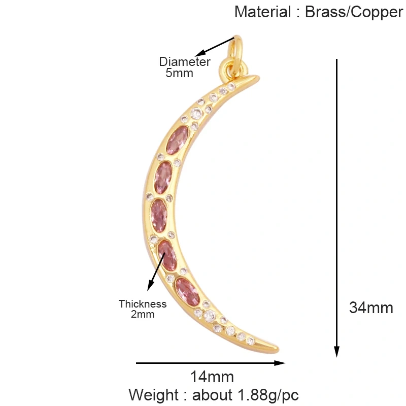 Sun Moon Star Celestial Charm Pendant,Real 18K Gold Plated Cubic Zirconia Paved,Jewelry Necklace Bracelet Accessories Supply K49