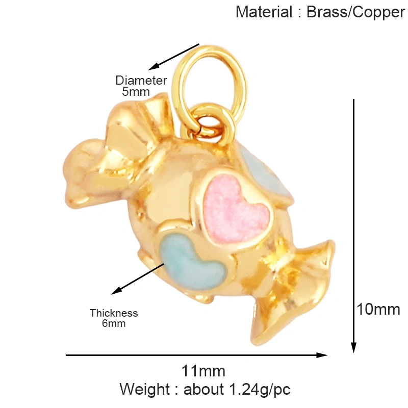 Sweet Cake Doughnut Candies Ice Cream Cone Charm Pendant,Real 18K Gold Plated Jewelry Necklace Bracelet Making Supplies K62