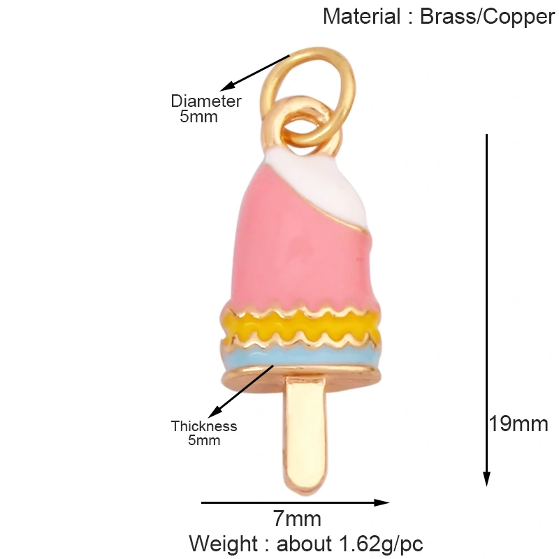 Sweet Cake Doughnut Candies Ice Cream Cone Charm Pendant,Real 18K Gold Plated Jewelry Necklace Bracelet Making Supplies K62