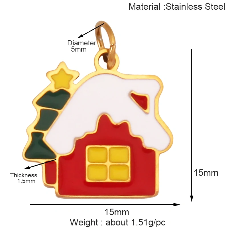 316 Stainless Steel Christmas Gift Trees Deer Snowman Santa hat Charm Pendant,Real 18K Gold Plated Jewelry Necklace Supply K52