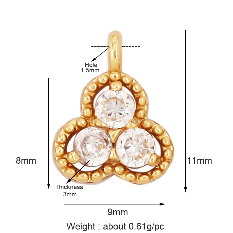 Cute Mini Flower Water Drop Round Star Geometry Shape Charm Pendant,Cubic Zirconia Paved,Jewelry Necklace Bracelet Supplies N33