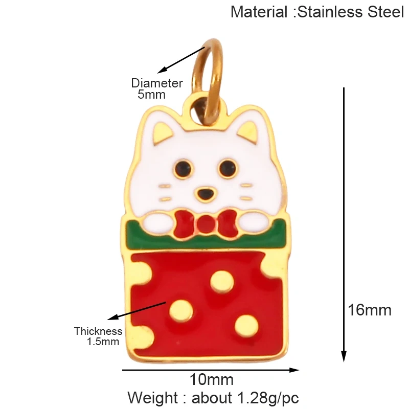 316 Stainless Steel Christmas Gift Trees Deer Snowman Santa hat Charm Pendant,Real 18K Gold Plated Jewelry Necklace Supply K52