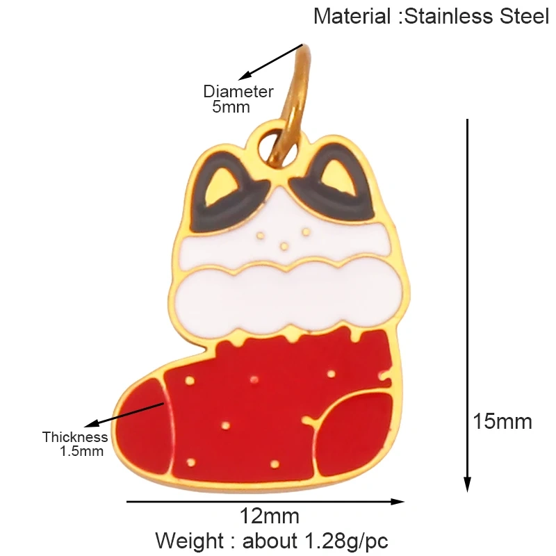 316 Stainless Steel Christmas Gift Trees Deer Snowman Santa hat Charm Pendant,Real 18K Gold Plated Jewelry Necklace Supply K52