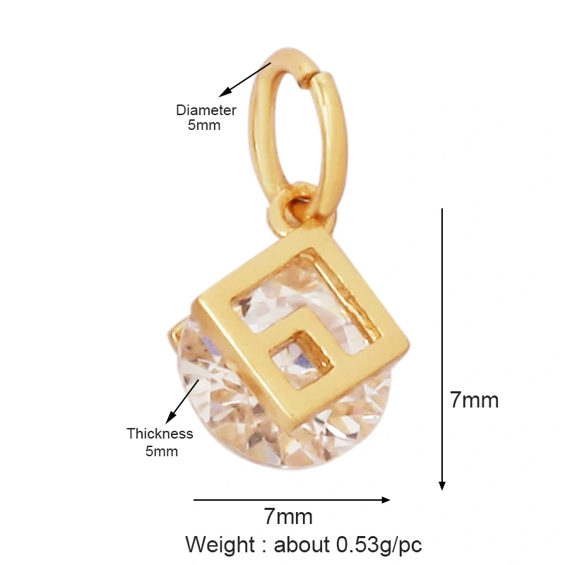 Cute Mini Flower Water Drop Round Star Geometry Shape Charm Pendant,Cubic Zirconia Paved,Jewelry Necklace Bracelet Supplies N33