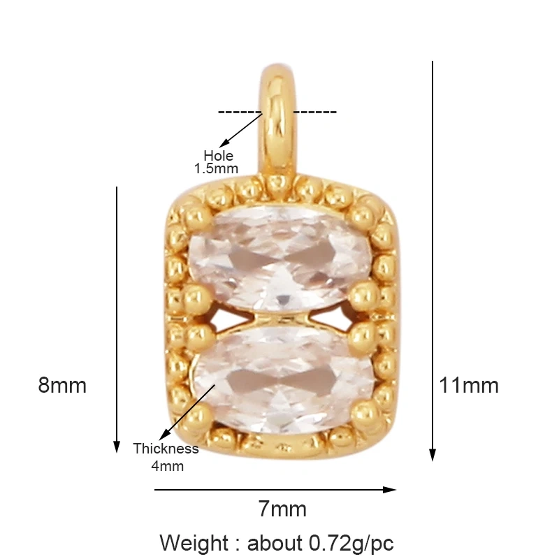 Cute Mini Flower Water Drop Round Star Geometry Shape Charm Pendant,Cubic Zirconia Paved,Jewelry Necklace Bracelet Supplies N33