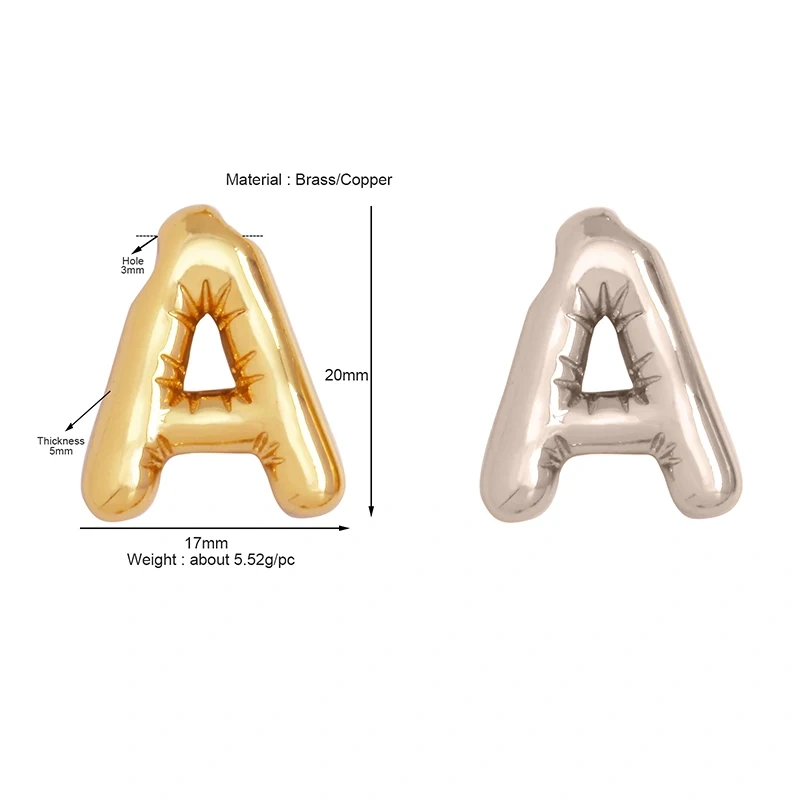 Initial Letter Alphabet Name Charm Pendant,Brass Real 18K Gold Plated for Handmade Jewlery Findings Accessories Supplies K83