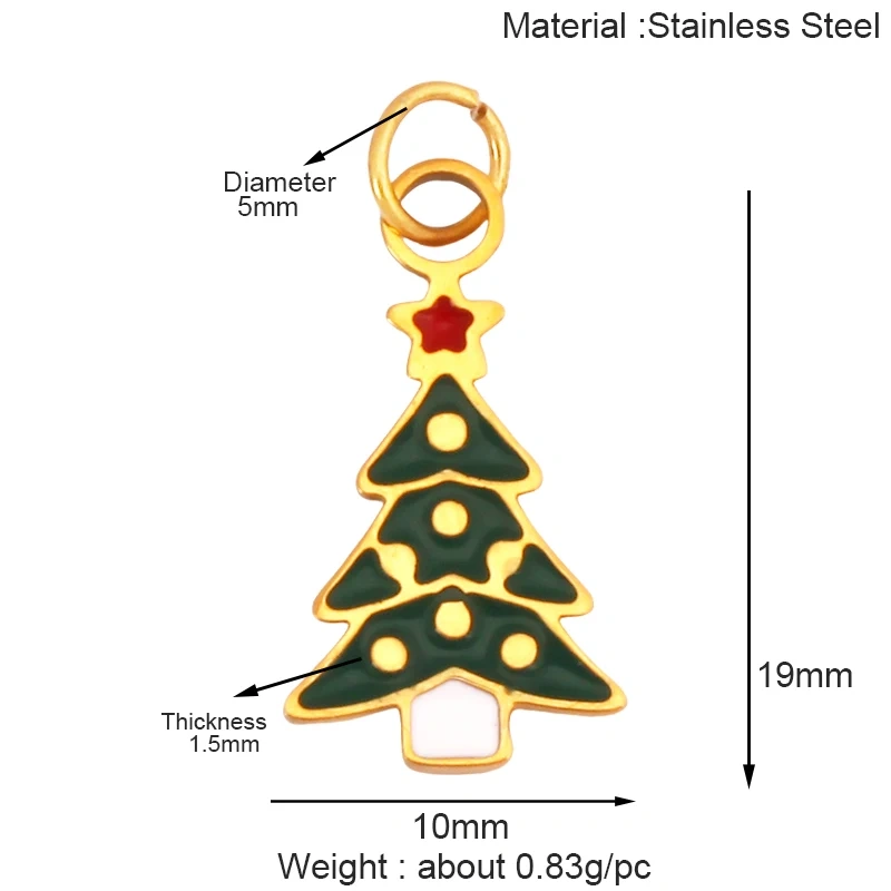 316 Stainless Steel Christmas Gift Trees Deer Snowman Santa hat Charm Pendant,Real 18K Gold Plated Jewelry Necklace Supply K52