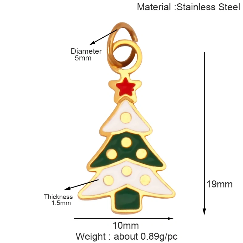316 Stainless Steel Christmas Gift Trees Deer Snowman Santa hat Charm Pendant,Real 18K Gold Plated Jewelry Necklace Supply K52