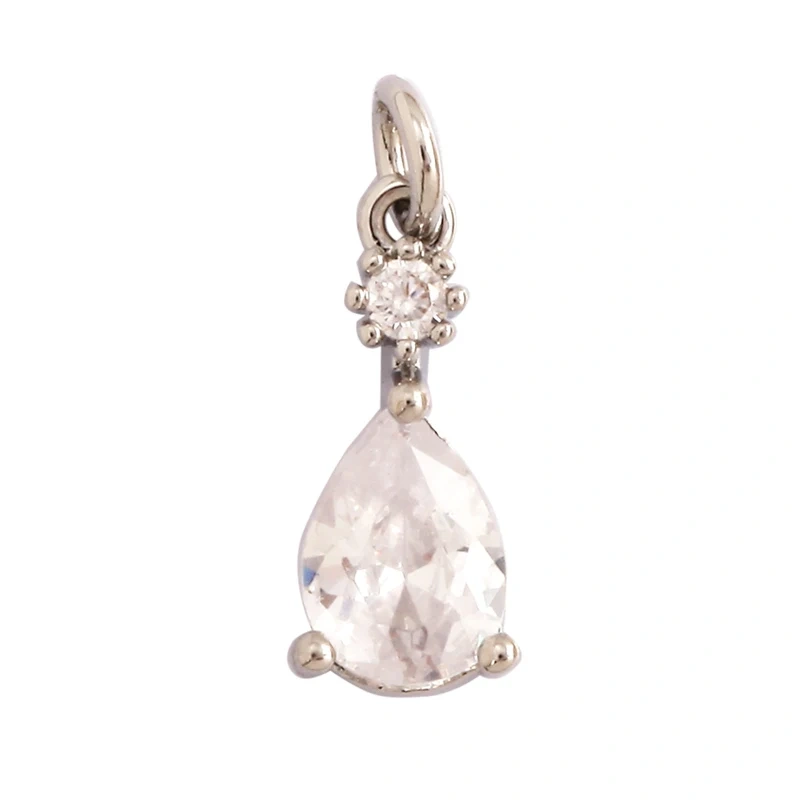 Cute Mini Flower Water Drop Round Star Geometry Shape Charm Pendant,Cubic Zirconia Paved,Jewelry Necklace Bracelet Supplies M33