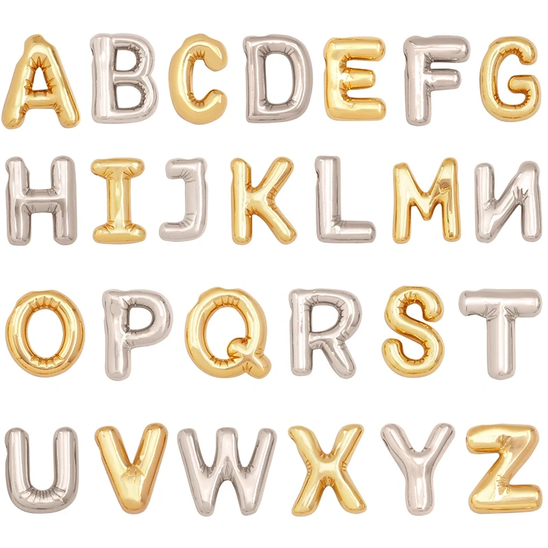 Initial Letter Alphabet Name Charm Pendant,Brass Real 18K Gold Plated for Handmade Jewlery Findings Accessories Supplies K83
