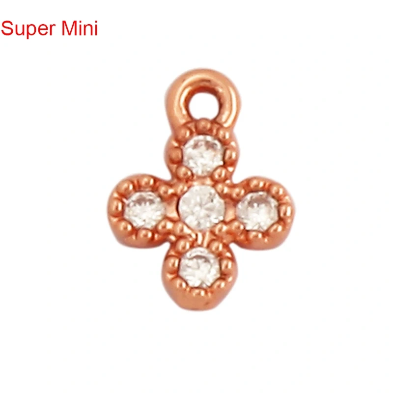 Cute Mini Flower Water Drop Round Star Geometry Shape Charm Pendant,Cubic Zirconia Paved,Jewelry Necklace Bracelet Supplies M33
