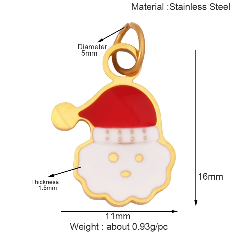 316 Stainless Steel Christmas Gift Trees Deer Snowman Santa hat Charm Pendant,Real 18K Gold Plated Jewelry Necklace Supply K52