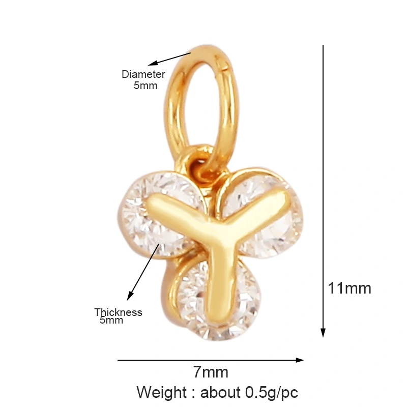 Cute Mini Flower Water Drop Round Star Geometry Shape Charm Pendant,Cubic Zirconia Paved,Jewelry Necklace Bracelet Supplies N33