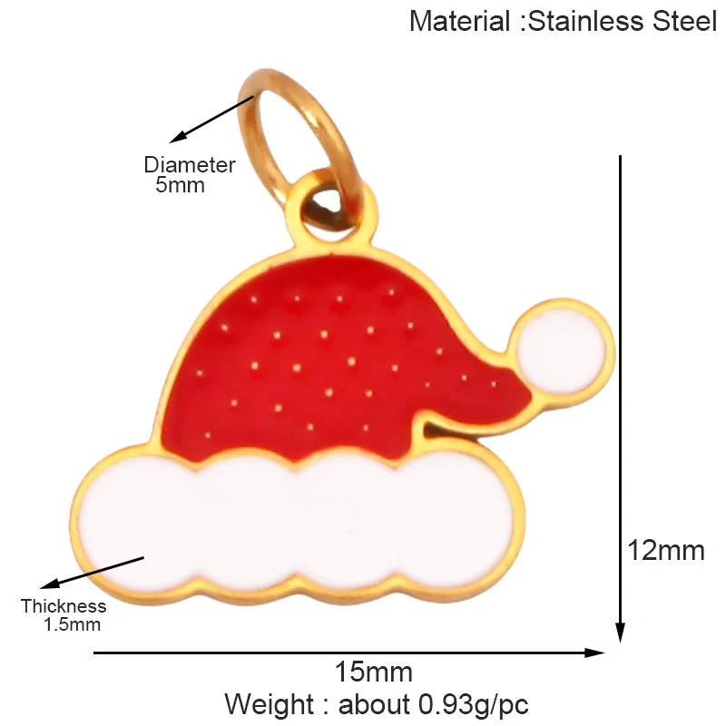 316 Stainless Steel Christmas Gift Trees Deer Snowman Santa hat Charm Pendant,Real 18K Gold Plated Jewelry Necklace Supply K52