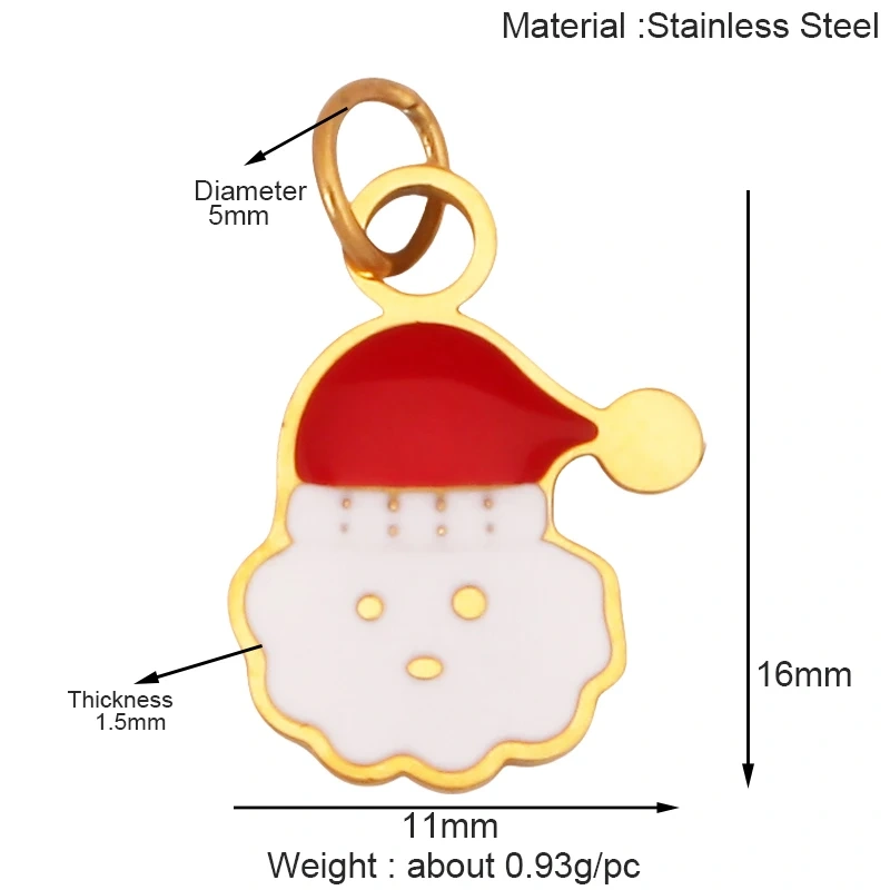 316 Stainless Steel Christmas Gift Trees Deer Snowman Santa hat Charm Pendant,Real 18K Gold Plated Jewelry Necklace Supply K52
