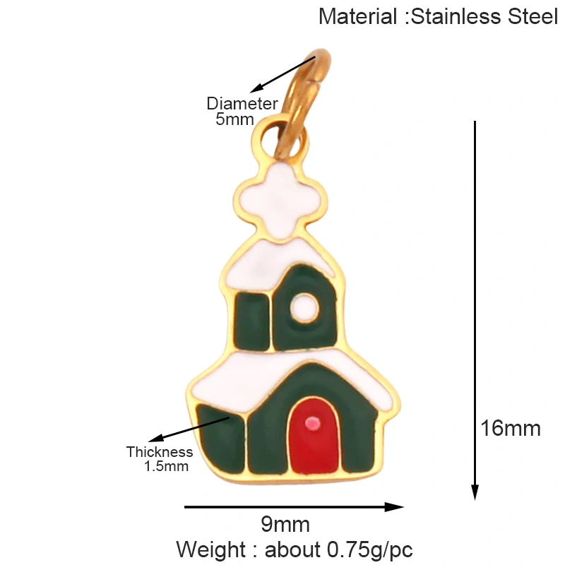 316 Stainless Steel Christmas Gift Trees Deer Snowman Santa hat Charm Pendant,Real 18K Gold Plated Jewelry Necklace Supply K52