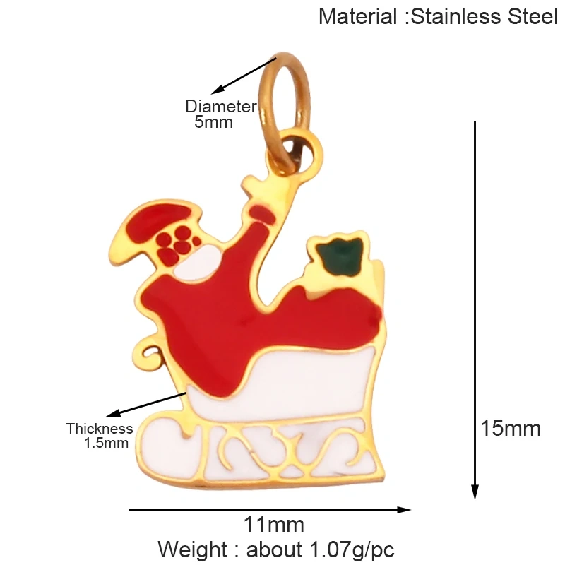 316 Stainless Steel Christmas Gift Trees Deer Snowman Santa hat Charm Pendant,Real 18K Gold Plated Jewelry Necklace Supply K52