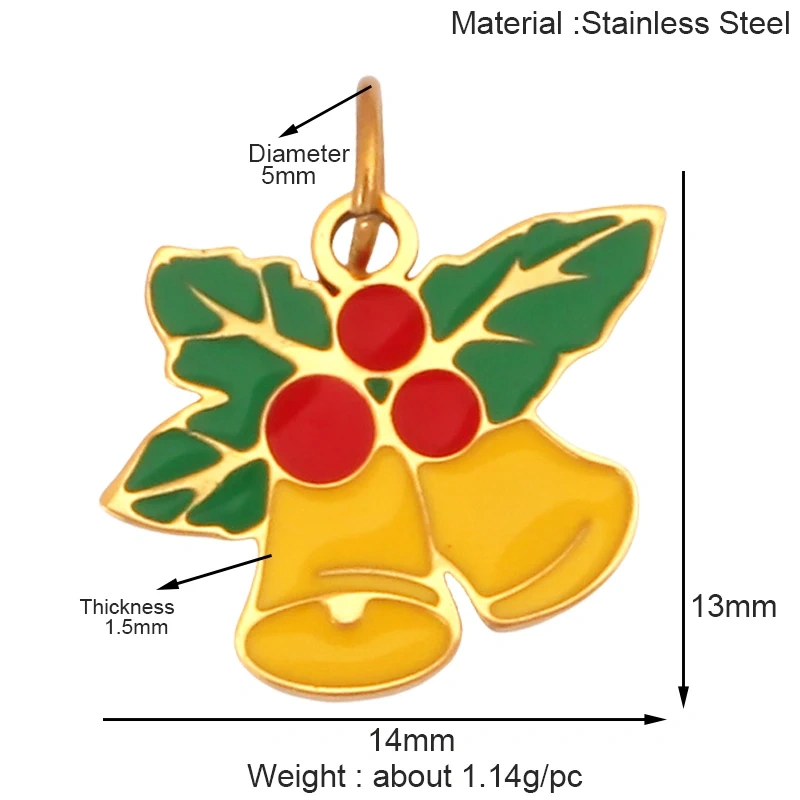 316 Stainless Steel Christmas Gift Trees Deer Snowman Santa hat Charm Pendant,Real 18K Gold Plated Jewelry Necklace Supply K52