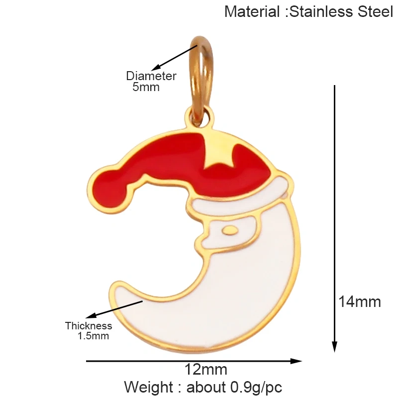 316 Stainless Steel Christmas Gift Trees Deer Snowman Santa hat Charm Pendant,Real 18K Gold Plated Jewelry Necklace Supply K52