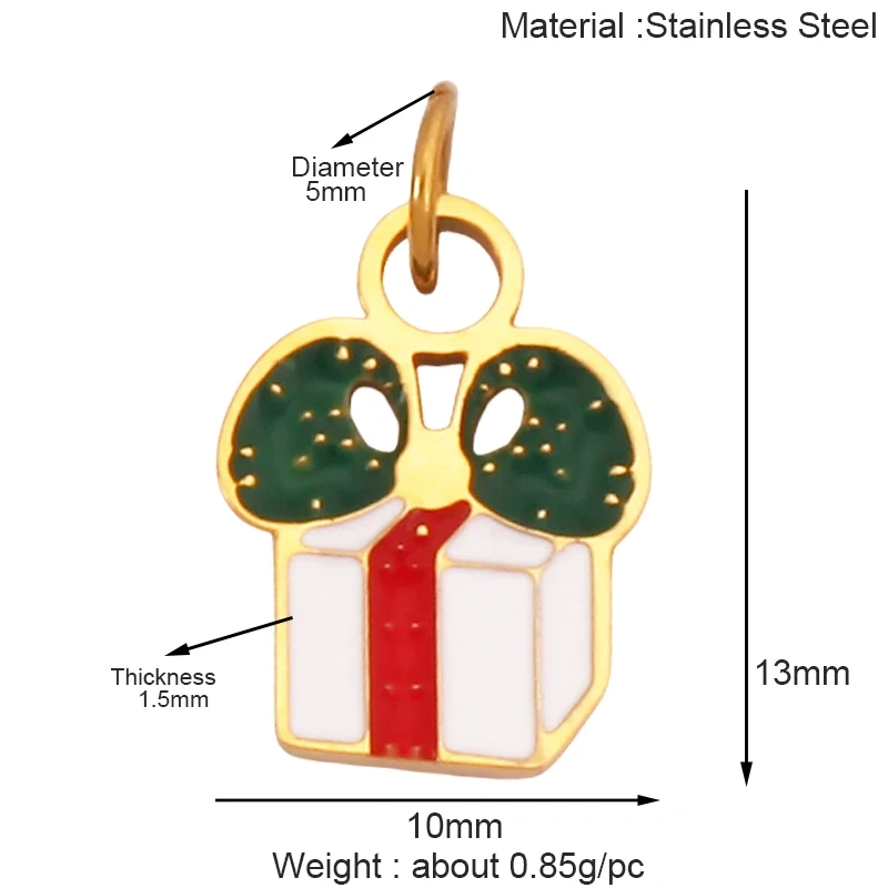 316 Stainless Steel Christmas Gift Trees Deer Snowman Santa hat Charm Pendant,Real 18K Gold Plated Jewelry Necklace Supply K52
